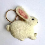 Felt White Sitting Bunny Ornaments