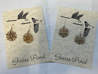 Tiny Silver or Gold Snowflake Earrings by Goose Pond