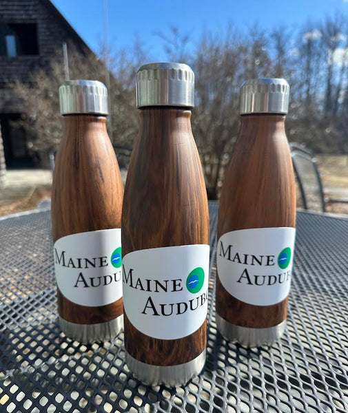 Water Bottle - 16 ounce Stainless Steel Wood-tone - Maine Audubon