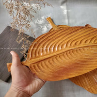 Hand-Carved Wooden Leaf Serving Tray - Fall Decor