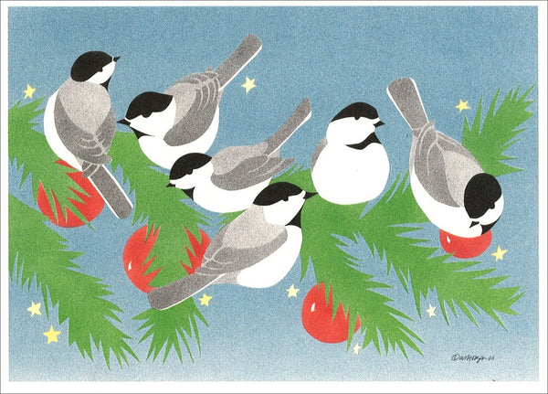 Chickadee Swag Holiday Card Set - 10 cards & 10 envelopes