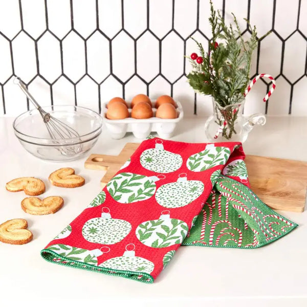 Scandi Ornaments blu Kitchen Towel