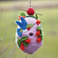 Felt Birdhouse - Hummingbird with Flowers