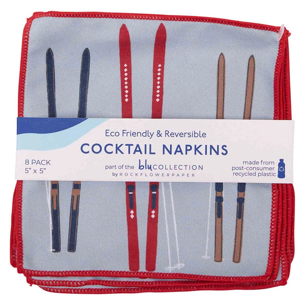 Nordic Ski Reusable Cocktail Napkins -Set of 8