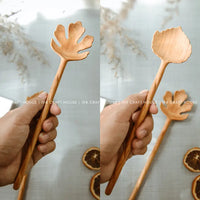 Wooden Salad Servers Spong & Fork Set - Salad Tongs