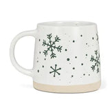 Wide Base Mug with Snowflakes-3.5"H