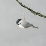 Hanging Chickadee Ornament - 2.5"H - Hand Carved Wooden Birds