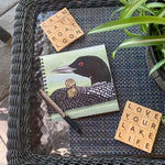Loon and Chick 6' X 6' Watercolor Lined Notebook