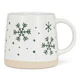 Wide Base Mug with Snowflakes-3.5"H