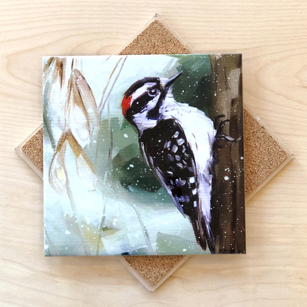 Downy Woodpecker Trivet by Art by Alyssa