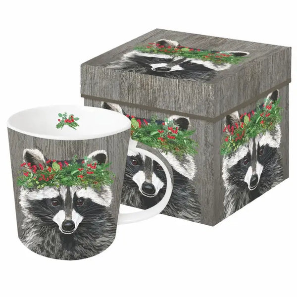 Winter Berry Raccoon - Mug in Gift Box