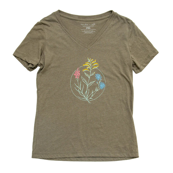 Wildflowers V- Neck Ladies T shirt