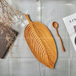 Hand-Carved Wooden Leaf Serving Tray - Fall Decor