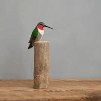 Perched Hummingbird - 7.5H Wood Carved