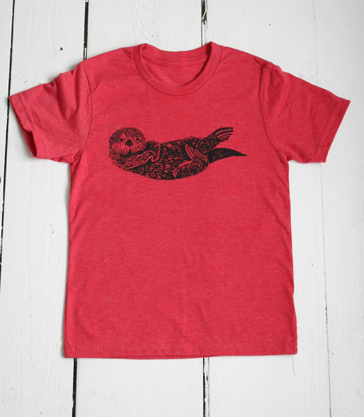 Kid's Organic Otter T-Shirt - Red