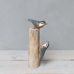 Nuthatch - Redbreasted Pair - 10" - Hand Carved | Wooden Bird