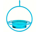 7.25 Inch Blue Hanging Sphere Feeder with Perch