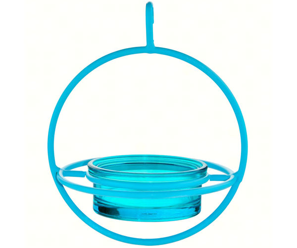 7.25 Inch Blue Hanging Sphere Feeder with Perch