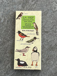 La Nef Birds of Monhegan Bar 64% Cacao Ecuadorian Dark Chocolate with Dried Raspberries