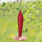 Faceted Ruby Glass Hummingbird Feeder