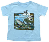 Shore Scene Toddler T-Shirt in Light Blue