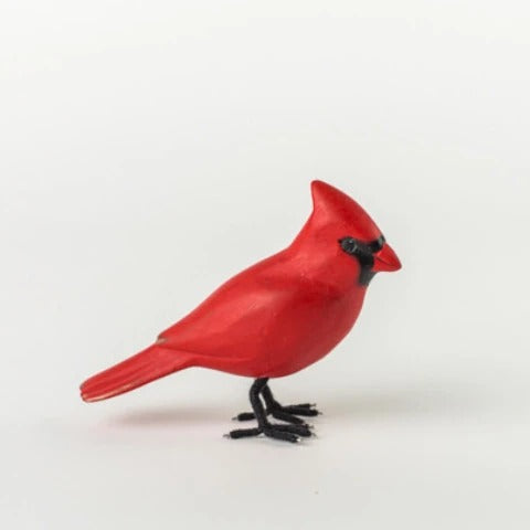 Mini Cardinal 3"H - Hand Carved Wooden Bird