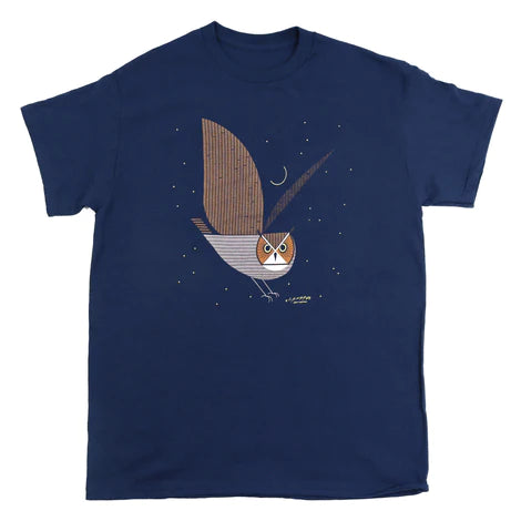 Charley Harper's Great Horned Owl Navy T-Shirt - Adult Unisex