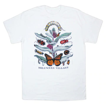 Milkweed Village Adult White T-Shirt with Maine Audubon Logo