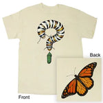 Monarch Metamorphosis Organic Adult Two-Sided Maine Audubon Logo T-Shirt