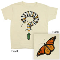 Monarch Metamorphosis Youth Two-Sided Maine Audubon Logo T-Shirt