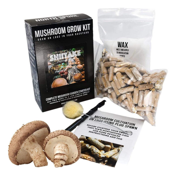 North Spore Organic Shitake Mushroom Outdoor Log Growing Kit with Spawn